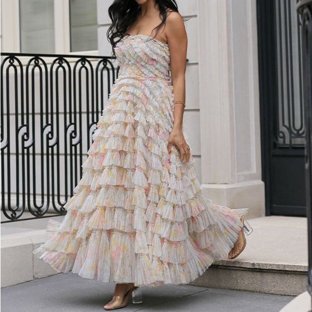 Needle & Thread off shoulder maxi dress
